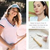 Baseball Earrings for Women 3D Leather Baseball Drop Dangle Earrings Baseball Bat Drop Earrings Baseball Jewelry Baseball Player Gifts Frodete