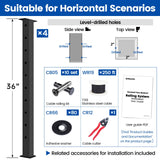 Muzata 15-20ft Complete Set 36" Cable Railing Post Kit Include 4Pack Black Posts PS02, 250ft Wire Rope, Swageless Cable Railing System DIY Kit (No Handrail) RWS2 BH4S Muzata