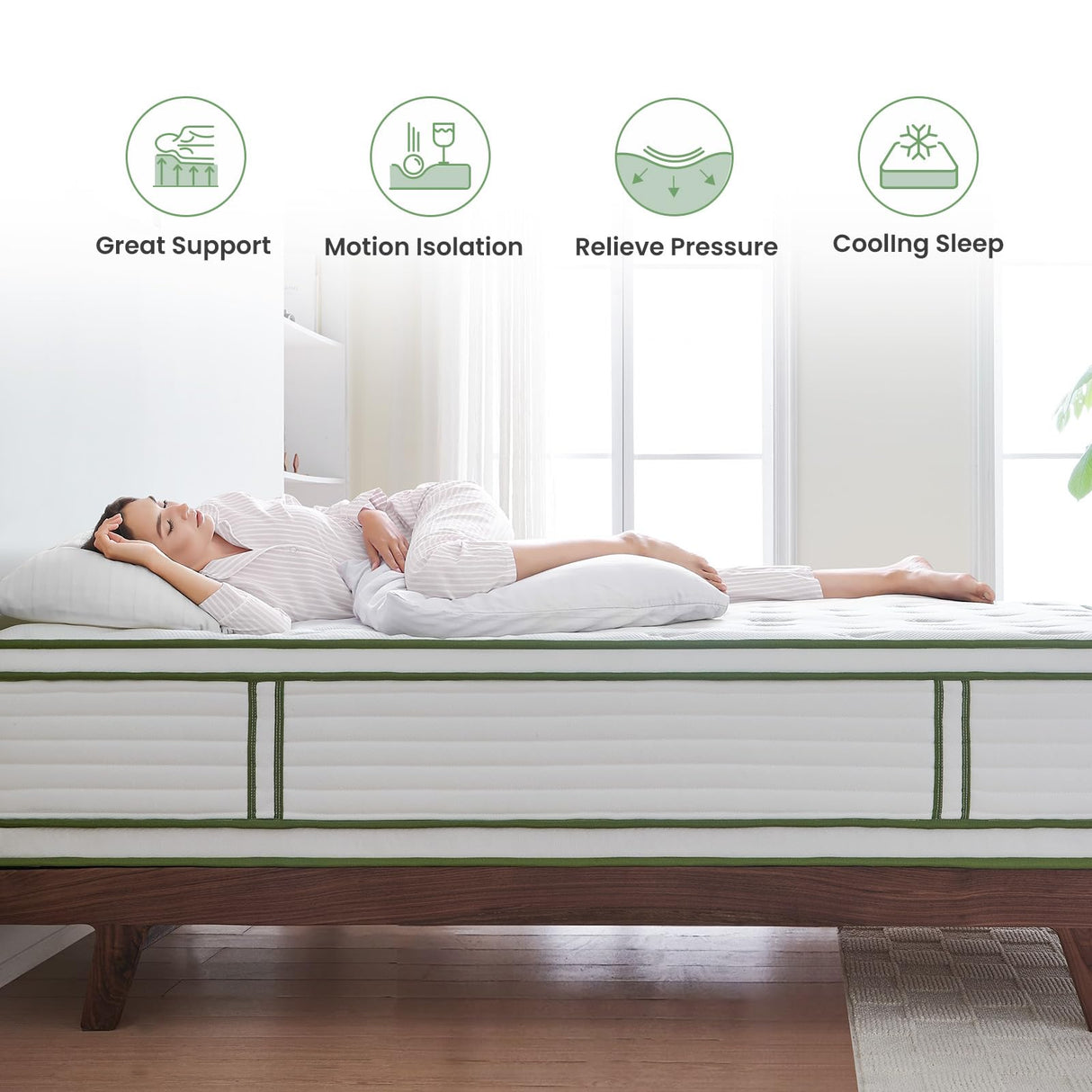 Dourxi Full Size Mattress, 14 Inch Hybrid Mattress in a Box, Full Mattress with Gel Memory Foam and Individual Pocket Springs, Cooling Sleep and Pressure Relief, Plush Feel, 54 * 75 * 14 Inch Dourxi