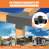 Woodworks Pergola pergola Brackets 4-Way Right Angle Corner Bracket DIY Elevated Wood Stand 2PACK with Screws for 4x4 (Actual: 3.5x3.5 Inch) Lumber Pergola Gazebo Likeem