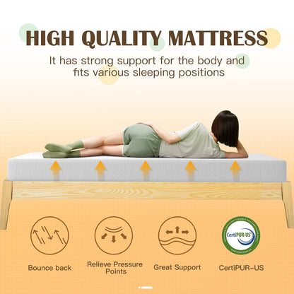 PayLessHere 8 inch Twin Green Tea Memory Foam Mattress Cooling Gel Infused Mattress,Fiberglass Free,CertiPUR-US Certified,Breathable Bed Mattress for Cooler Sleep Supportive,White Twin