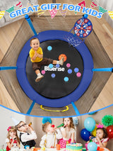 BLUERISE 55IN Toddler Trampoline for Kids Indoor Play for Kids Basketball Hoop Attachment with Enclosure Net Easy to Assemble Recreational Trampoline BLUERISE
