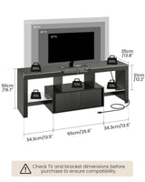 CHOEZON TV Stand with Power Outlet, Modern TV Cabinet for 55 60 inch TVs, Media TV Console with LED Light Strip, Media Entertainment Center with Storage, for Living Room, Bedroom, Black MDS02UDBB CHOEZON