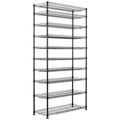 SafeRacks 10-Tier Pantry Shelf, Metal Wire Shelving Unit with Adjustable Shelves & Feet, Anti-Tip Kit, NSF Certified Steel Storage Rack for Kitchen or Garage Black 14" D×36" W×68" H SafeRacks