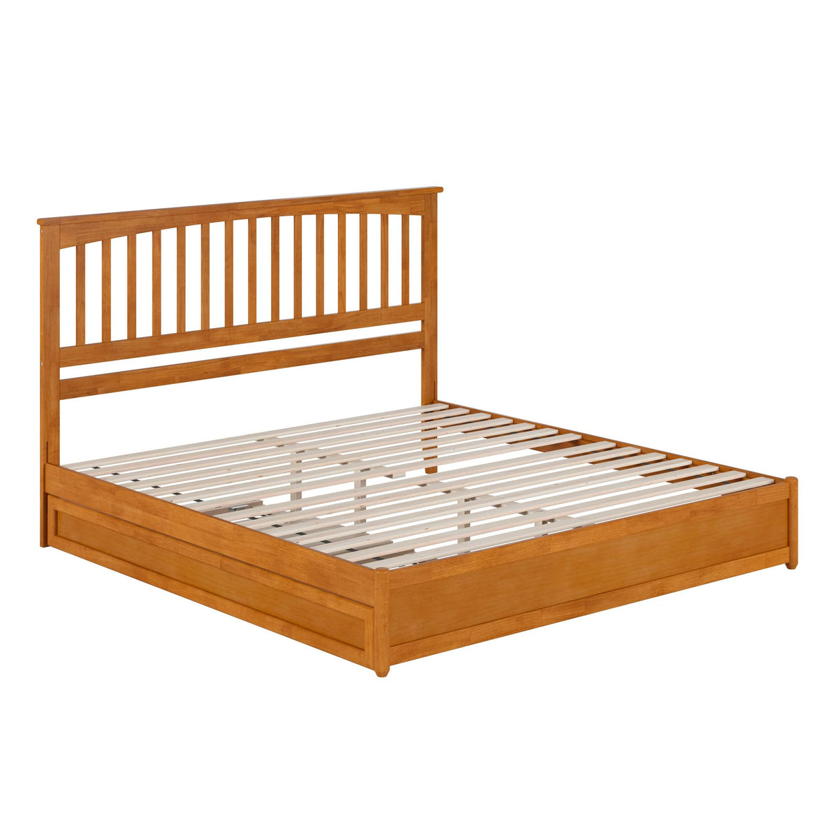 AFI, Everett King Platform Bed with Panel Footboard and Twin XL Trundle, Light Toffee AFI