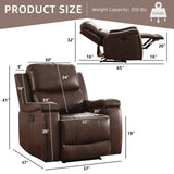 IOMOR Leather Recliner Chair, Manual Recliner Chair for Adults with Overstuffed Arms and Back, Single Sofa Recliner with Cup Holders for Living Room (1, Red Brown) IOMOR