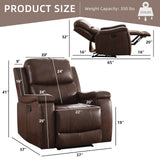 IOMOR Leather Recliner Chair, Manual Recliner Chair for Adults with Overstuffed Arms and Back, Single Sofa Recliner with Cup Holders for Living Room Set of 2, Red Brown IOMOR
