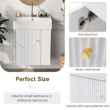 Merax 20" Wall-Mount Bathroom Vanity with Ceramic Sink, 20 Inch Floating Bathroom Vanity for Small Space,Modern Bathroom Vanity Cabinet Set w/Doors & Open Shelf, Solid Wood Frame Merax