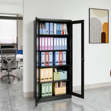 Anxxsu Display Cabinet with Glass Doors, Display Case Cabinet for Collectibles, Curio Display Cabinet with 4 Adjustable Shelves, 71" Glass Display Cabinet for Home Living Room (Black) Anxxsu