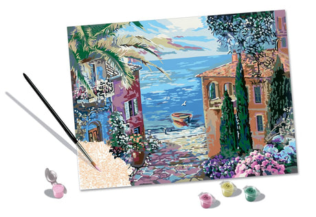 Ravensburger CreArt Mediterranean Landscape Paint by Numbers Kit for Adults - Painting Arts and Crafts for Ages 14 and Up Ravensburger