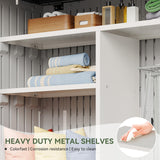 Aoxun Outdoor Resin Storage Shed with Metal Shelving Kit & Floor, 64 Cu.Ft Vertical Waterproof Storage Cabinet for Garage, Pool, Bike, Garden Tools, Patio Furniture (White) Aoxun