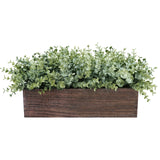 Winlyn 14" Artificial Eucalyptus in Rectangular Wood Planter Box Faux Plants Arrangement Centerpiece Wooden Potted Eucalyptus Plant for Farmhouse Wedding Dining Table Centerpiece Greenery Mantel Décor Winlyn