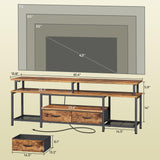 Huuger TV Stand for 65, 70, 75 Inch TV, Entertainment Center with Power Outlets and LED Lights, TV Console for Living Room, Media Console with Drawers and Shelves, Rustic Brown Huuger