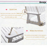 Anraja Wooden Porch Swing 2-Seater, Bench Swing with Hanging Chains, Heavy Duty 800 LBS, for Outdoor Patio Garden Yard,4 Ft,White Anraja