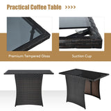 COSTWAY 3PCS Patio Rattan Furniture Set Cushion Sofa Armrest Garden Deck Gray COSTWAY