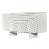 Clihome 63'' Sideboard Buffet Cabinet, 4 Door Console Cabinet with Storage TV Stand Credenza Accent Cabinet Wooden Cabinet with Adjustable Shelf for Bedroom, Living Room, Dining Room, Cream Line Clihome