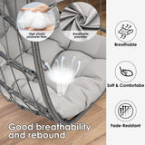 Egg Swing Chair with Stand Hanging Egg Chair Outdoor - Rattan Wicker Patio Hanging Basket Chair Hammock Chair with Aluminum Steel Frame and UV Resistant Cushion for Indoor Bedroom Balcony (Grey) XIAO WEI