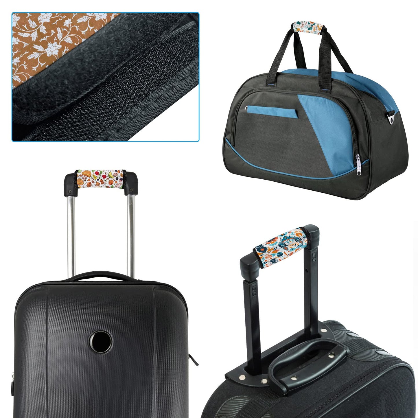 Sublimation Blanks Luggage Handle Grips Wraps Neoprene Comfort Luggage Identifier for Travel Bag Luggage Suitcase 4 Pcs