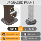 Domi 6.5x12FT Hardtop Grill Gazebo, Outdoor BBQ Gazebo with 2 Side Shelves, Sloping Steel Roof for Permanent Sun Shade with Ceiling Hooks for Patio Deck Yard Garden (Brown) domi outdoor living