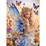 GDYEEH DIY 5D Fairy Diamond Art Painting Kits, Butterfly Full Round Drill Sparkling Diamond Painting Picture, Flowers Diamond Painting Art Craft Kits for Adults Beginners, Home Wall Decor 12x16inch GDYEEH