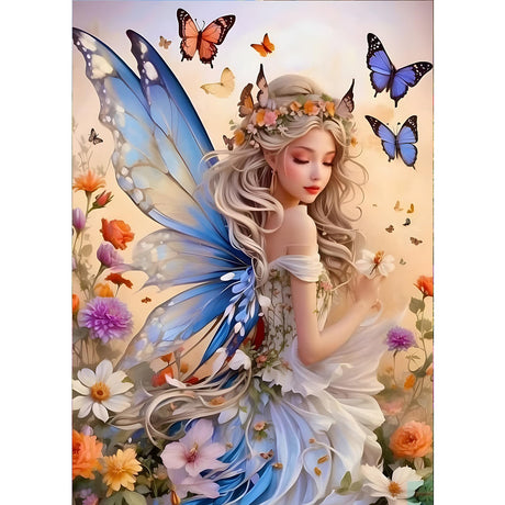 GDYEEH DIY 5D Fairy Diamond Art Painting Kits, Butterfly Full Round Drill Sparkling Diamond Painting Picture, Flowers Diamond Painting Art Craft Kits for Adults Beginners, Home Wall Decor 12x16inch GDYEEH