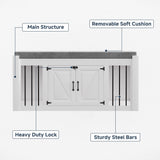 Faceket Indoor Dog Crate Furniture with Padded Seat, Wooden Dog Kennel, End of Bed Bench Ottoman with Removable Cushion, 47.2" L x 23.6" W x 22.4" H，White Faceket