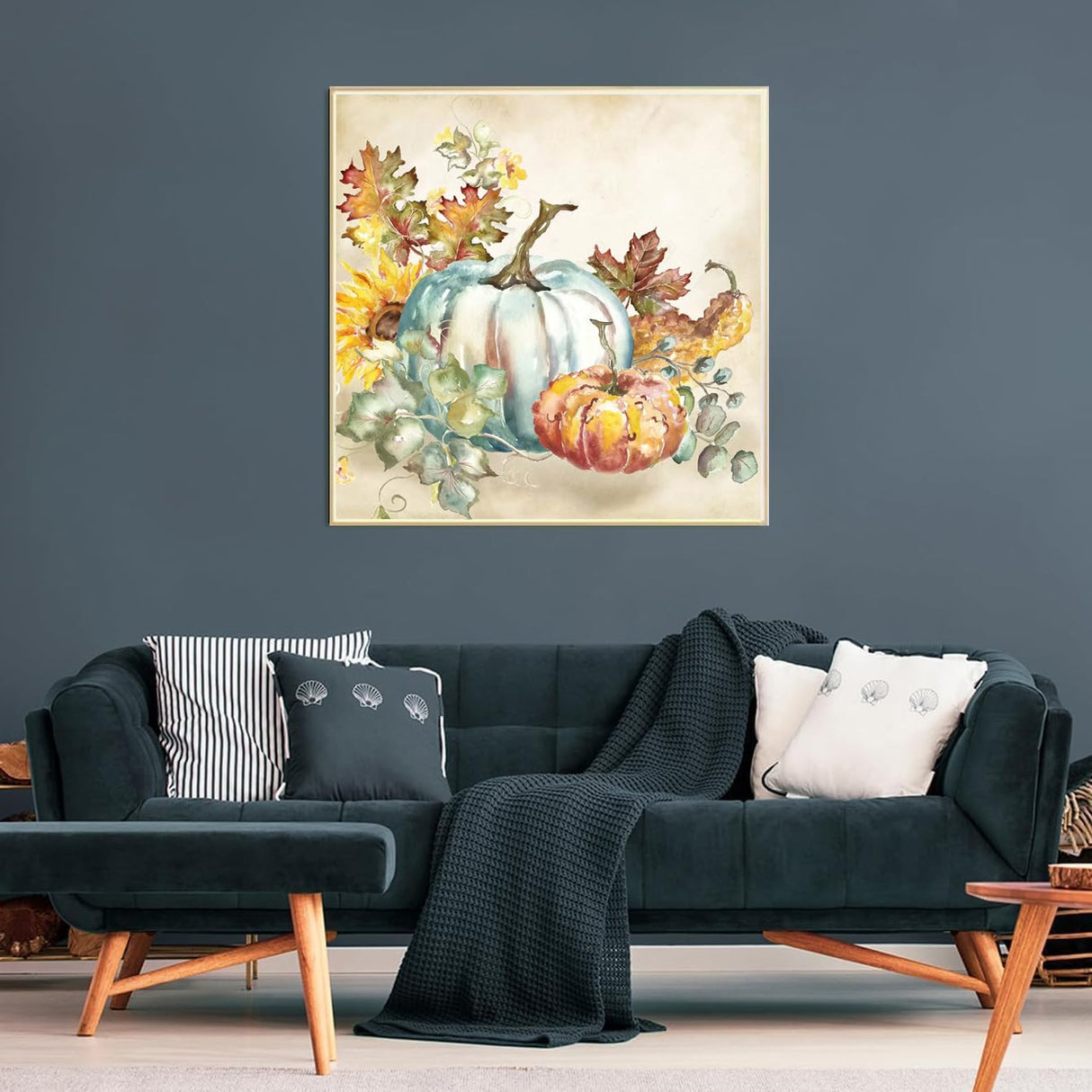 Apcufir Fall Paint by Numbers for Adults Beginners,Autumn Paint by Number Kits,DIY Pumpkins Paint by Numbers on Canvas Oil Painting for Farms and Home Wall Decor16X16 Inch Apcufir