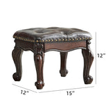 HOOTSMALL Footstool and Ottomans Small Foot Stool with Fiber Leather Wooden Foot Rest Upholstered Footrest for Living Room Bedroom (Dark-Brown) HOOTSMALL