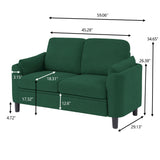 Pingliang Home 60" Loveseat Small Couch, Mid Century Modern Love Seat with Back Cushions and Wood Legs, 2 Seater Small Sofa for Living Room, Bedroom, Dorm and Small Spaces, Green Pingliang Home