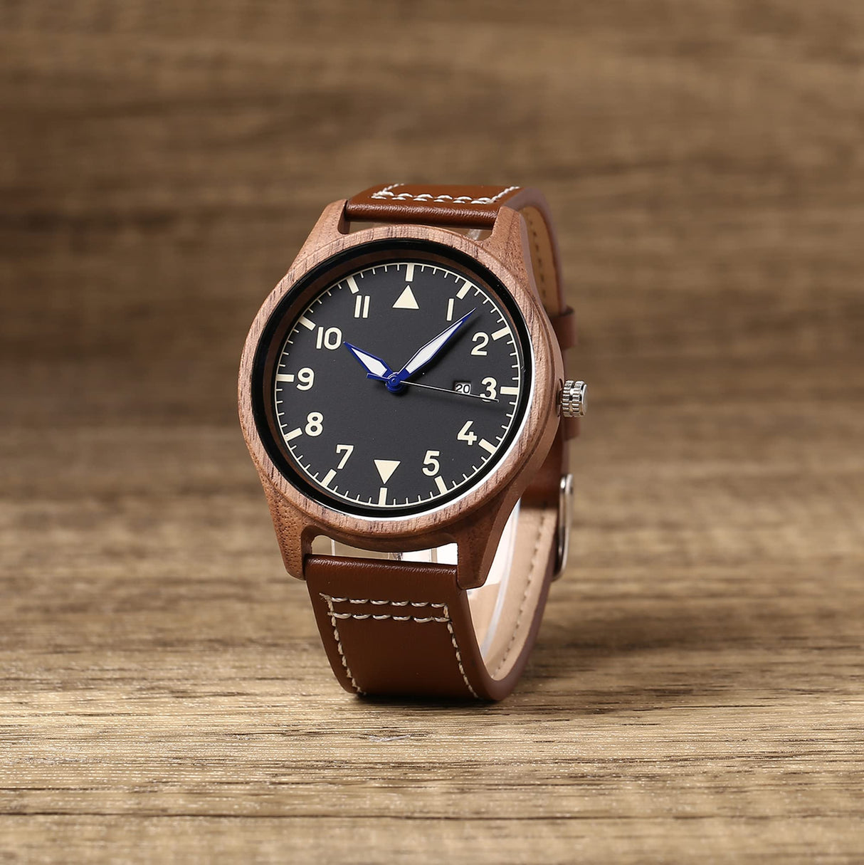 Personalized Walnut Wood Wooden Date Watch, Groomsmen Gift, Mens Gift, Mens Watch, Watches for Men Generic