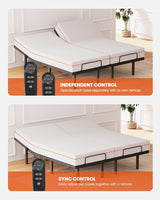 AMADA HOMEFURNISHING Adjustable Bed Frame, Split King Adjustable Bed Base with 4 USB Ports & Under-Bed Nightlight, Head & Foot Incline, Electric Bed Frame with 4 Height Options AMADA HOMEFURNISHING