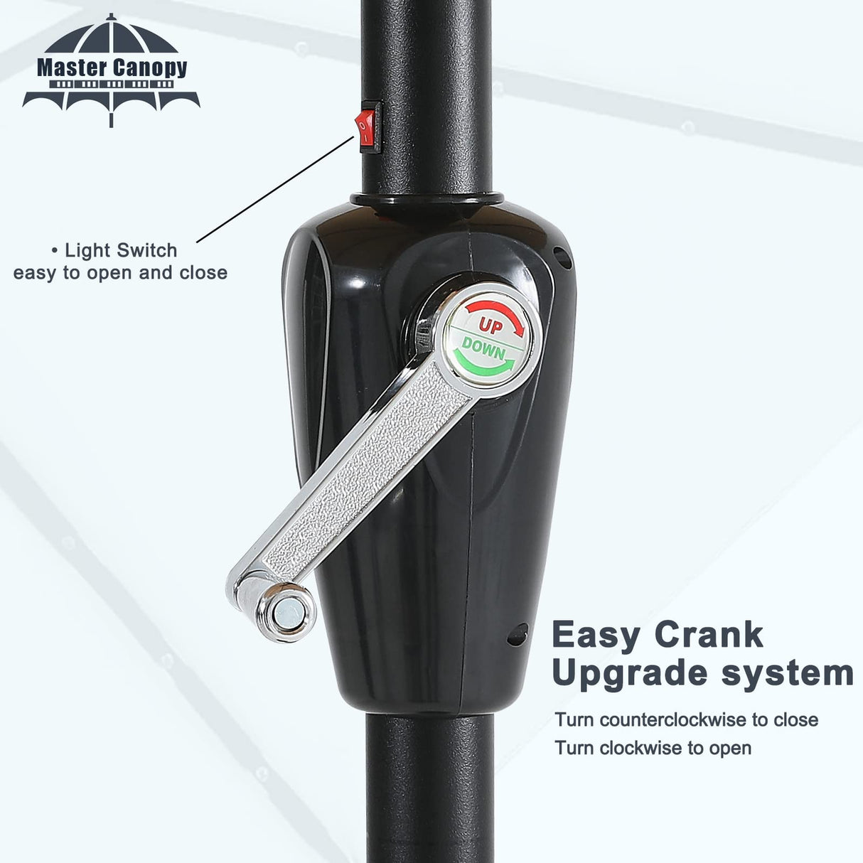 MASTERCANOPY Patio Umbrella with 32 Solar LED Lights -8 Ribs (9ft,Blue) MASTERCANOPY