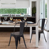 FDW Metal Dining Chairs Set of 4 Patio Chairs Furniture Indoor Outdoor Chairs Kitchen Metal Chairs Stackable Chair Tolix Side Bar Chairs Wooden Seat 18 Inch Seat Height Restaurant Chair,Black FDW