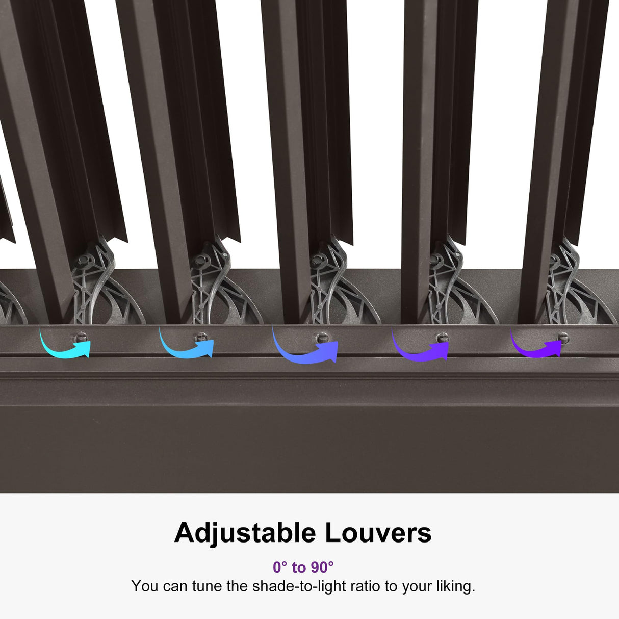 PURPLE LEAF Louvered Pergola 10' × 12' Outdoor Hardtop Gazebo Sun Shade with Adjustable Canopy Patio Aluminum Retractable Roof for Outside Deck Backyard Pavilion PURPLE LEAF