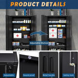 Yizosh Garage Metal Storage Cabinet with Lock - 72" Garage Storage Cabinet with 2 Locking Doors and 5 Adjustable Shelves, Black Steel Lockable File Cabinet for Home,Office,Garage Yizosh Garage