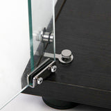 Glass Display Cabinet with LED Lights,Mirrored Back, 2 Doors 4-Tiers Curio Cabinets with Lock&Wheels, Floor Standing Glass Bookshelf Collectibles Toys Display Case for Living Room Office, Black Goujxcy