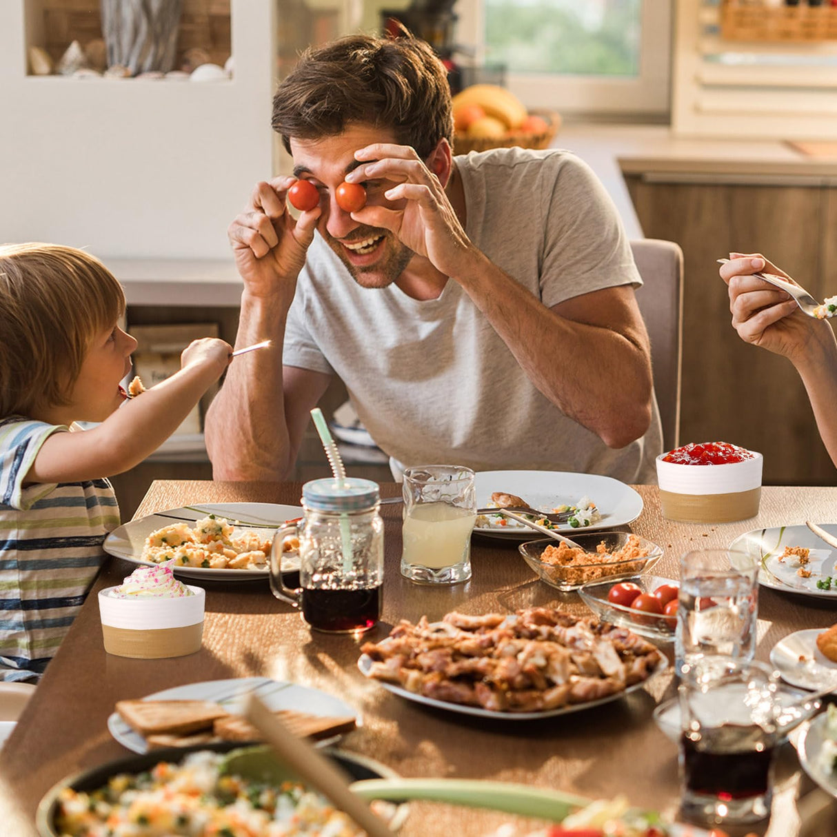 Hasense Ramekins, 6 oz Stoneware Ramekins Oven Safe Set of 6, Mini Ramekins Bowls for Dipping, Brulee, Custard, Farmhouse White Ramekins Gift Hasense