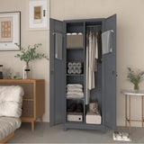 LUCYPAL 65" H Metal Garage Storage Cabinet with Shelves and Lock,Broom Closet Storage Cabinet with Hanging Rods for Mops,Garage Tool Cabinets for Utility Room,Laundry Room,Grey LUCYPAL