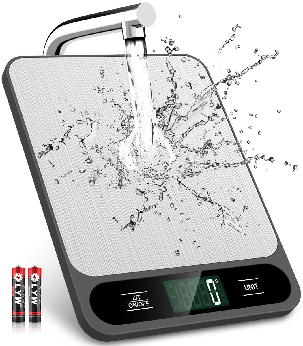 Mik-Nana Food Scale, 10kg/22lb Digital Kitchen Scale Weight Grams and Ounces for Baking Cooking Coffee Package Postage, 6 Units with Tare Function, LCD Display, Easy Clean Stainless Steel Mik-Nana