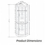 Trygoal 70" H Lighted Corner Curio Cabinet, Curved Wood Corner Cabinet with Tempered Glass Doors and Shelves, Glass Display Case with Bulb for Living Room, Cherry Trygoal