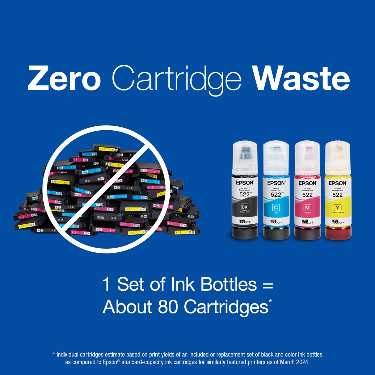 EPSON 522 EcoTank Ink Ultra-high Capacity Bottle Color Combo Pack (T522520-S) Works with EcoTank ET-2720, ET-2800, ET-2803, ET-2840, ET-4700, ET-4800, ET-4810 Epson
