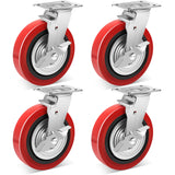 Nefish 8 Inch Heavy Duty Casters Wheels, Industrial Grade Polyurethane Casters Set of 4 with Dual Ball Bearing, Solid Polyurethane Wheel 6000 Lb, Plate Swivel Casters for Cart, Industrial, Machine Nefish