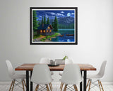 5D Diamond Painting Landscape, Paint with Diamonds DIY Diamond Art Moon Lake Hut, Diymood Painting by Number Kits Full Drill Rhinestone for Home Wall Decor 12x16inch Diymood