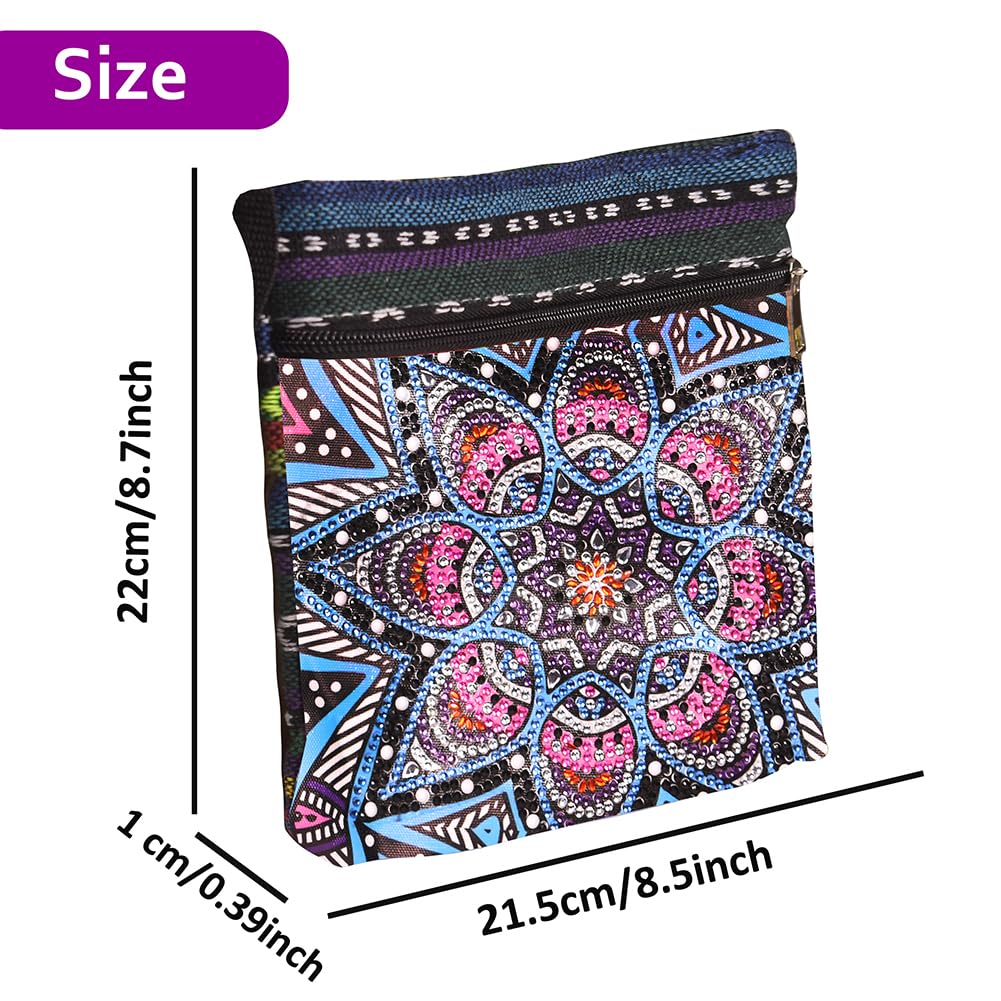 FRANDEK Special Shaped Diamonds Painting Handbag Butterfly Gem Painting Tote Bag Crystal Gems Art Canvas Bag Kaleidoscope DIY Rhinestone Cross Stitch Shopping Bags Mystic Rose for Woman Home Organize FRANDEK