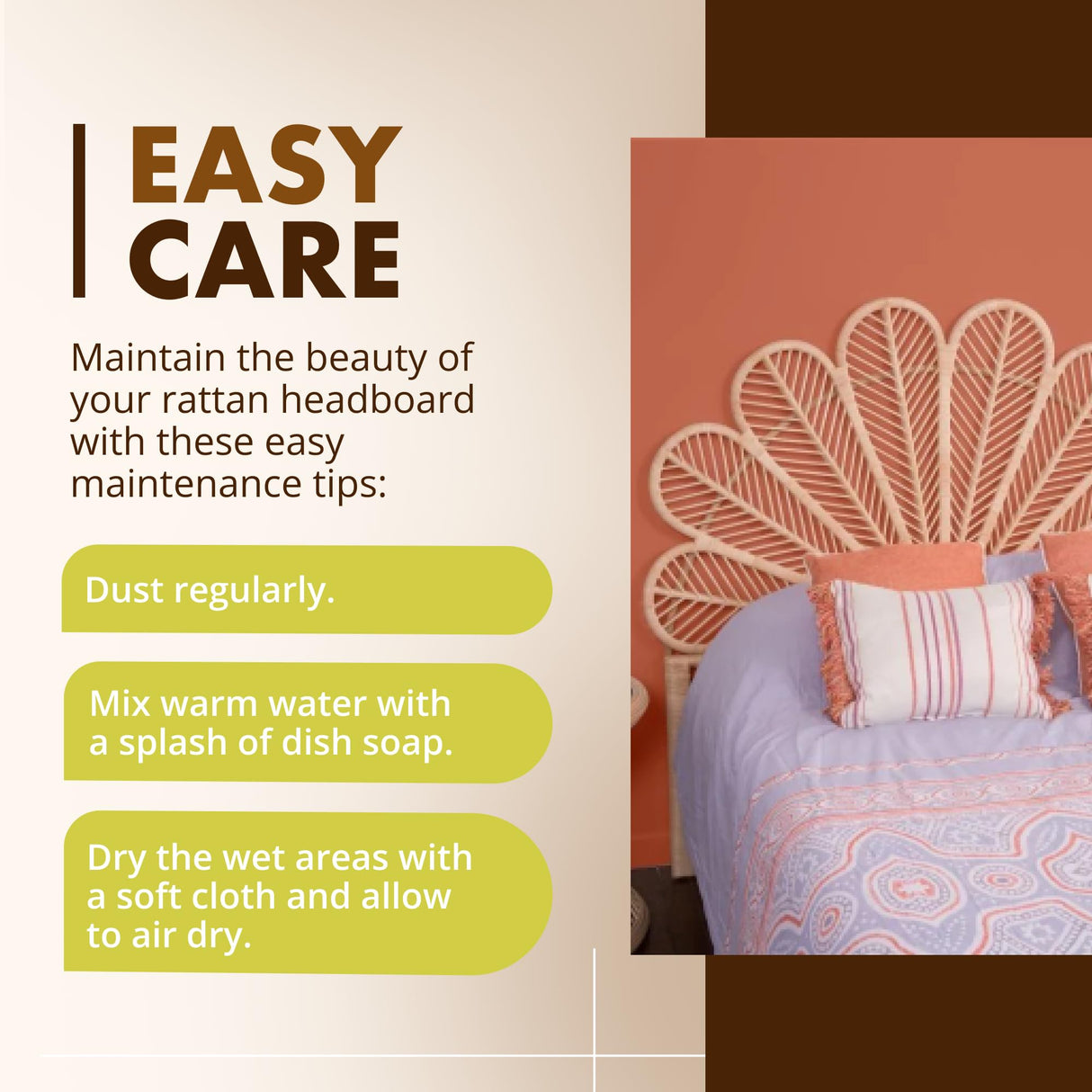 KOUBOO Petal Rattan Twin Headboard, Bedroom, Bedroom Furniture, Headboard, Twin Size, Tropical Decor, Bohemian Decor, Natural Kouboo