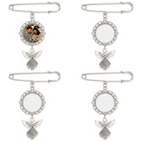 Framendino, 4 Pack Sublimation Blank Bouquet Photo Charms Pin Pouch with Angel Pendant Wedding Memory Bridal Bouquet Picture Charm Clip Bouquet Memorial Charm DIY Jewelry Making 1 Sheet Round Framendino