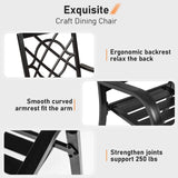 Oakcloud 7-Piece Patio Dining Set, Outdoor Metal Furniture Dining Table Set 6 Stackable Patio Dining Chairs and Rectangle Dining Table with Umbrella Hole, Black Oakcloud