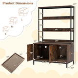 Tangkula Litter Box Enclosure with Shelves, Hidden Cat Washroom Cabinet with Storage, Winding Entry & Scratching Board, Versatile Litter Box Furniture (Rustic Brown) Tangkula