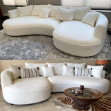 KEVINSPACE 124.8" Curved Sofa Modern Curved Couch Living Room Modular Sectional Sofa Set 4 Seat Cream Sofa Mid Century Upholstered Couch Boucle Fabric Sofa for Bedroom Apartment Right Hand Facing KEVINSPACE