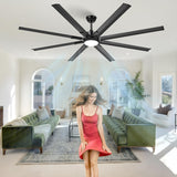 72 Inch Large Industrial Ceiling Fan with Light and Remote-8 Aluminium Blades Ceiling Fan with Energy Efficient DC Motor,Reversible Airflow-Ideal for Living Room,Patio,Garage,and Commercial Spaces Hisummer